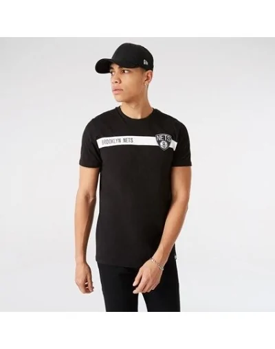 Camiseta Brooklyn Nets Team Logo Stripe, Negro