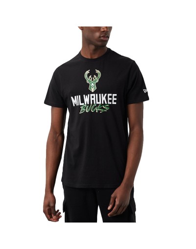 Camiseta New Era NBA Script Milwaukee Bucks