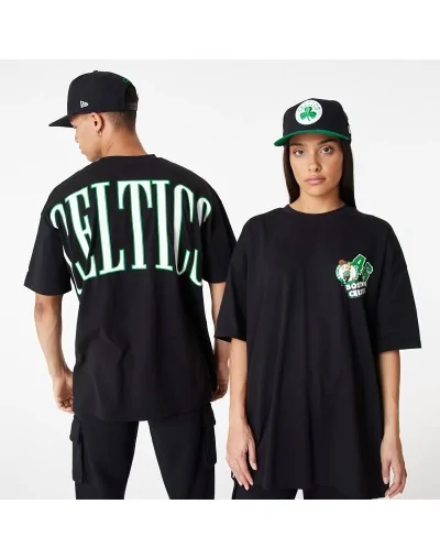Camiseta New Era Boston Celtics NBA Arch Wordmark Oversized Negro